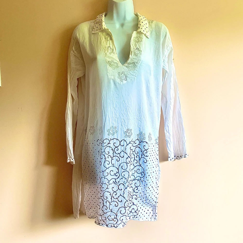 Sheer White with Gold Accents Cover Up